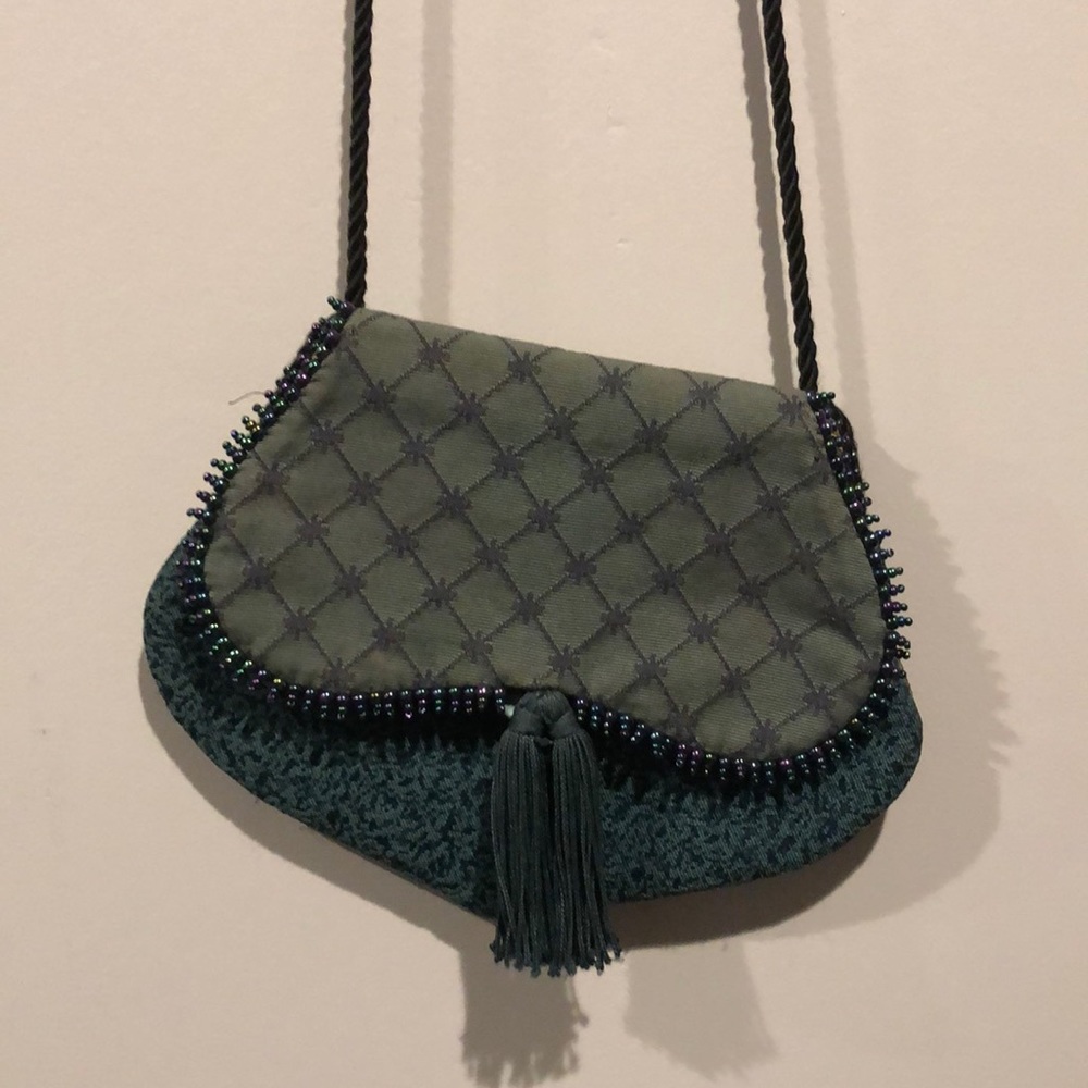Handmade Green Beaded Mini Shoulder Bag